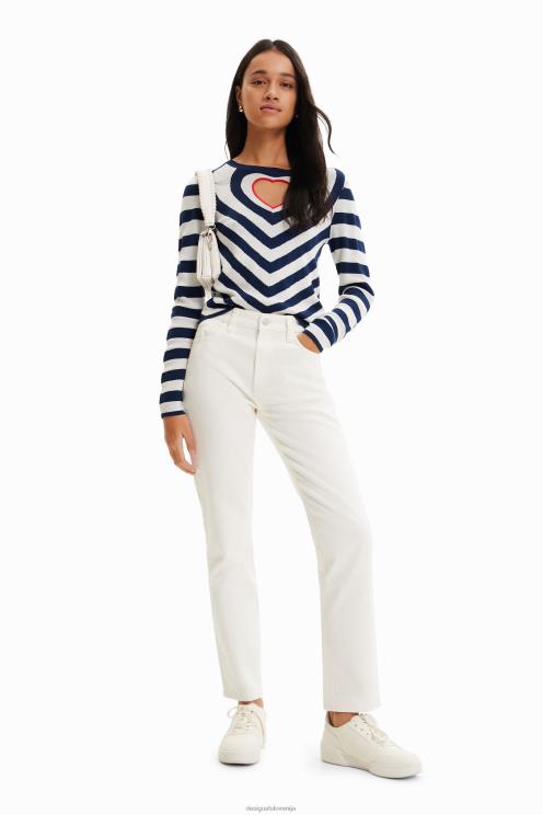 oblačila NFXLT841 ženske Desigual črtast pulover z izrezom v obliki srca