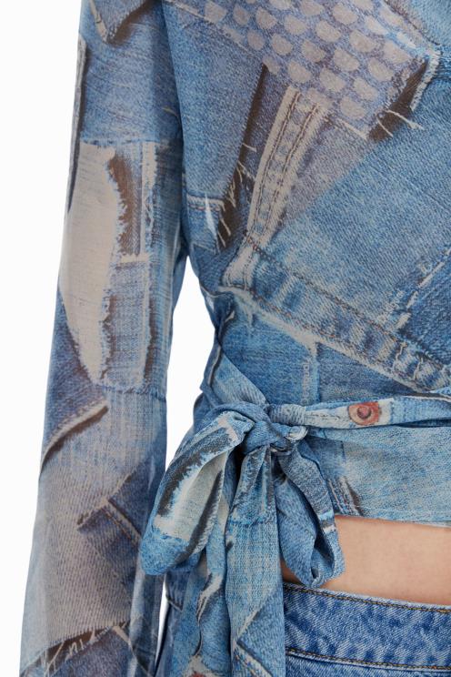 oblačila NFXLT106 ženske Desigual denim patchwork bluza na ovoj