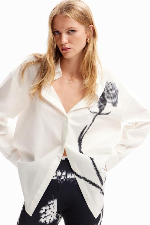 oblačila NFXLT113 ženske Desigual oversize majica s cvetjem