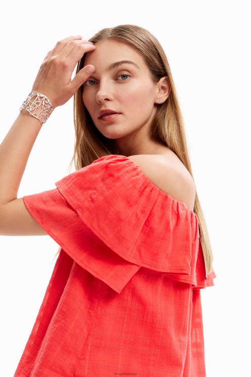 oblačila NFXLT1150 ženske Desigual teksturirana bluza z volančki