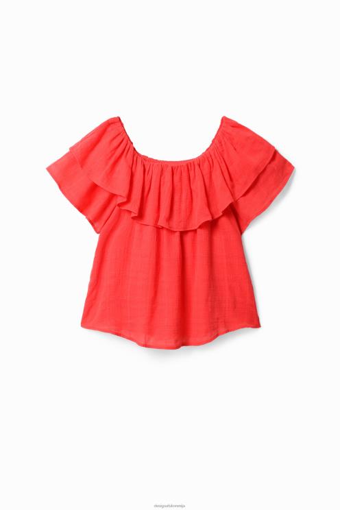 oblačila NFXLT1150 ženske Desigual teksturirana bluza z volančki