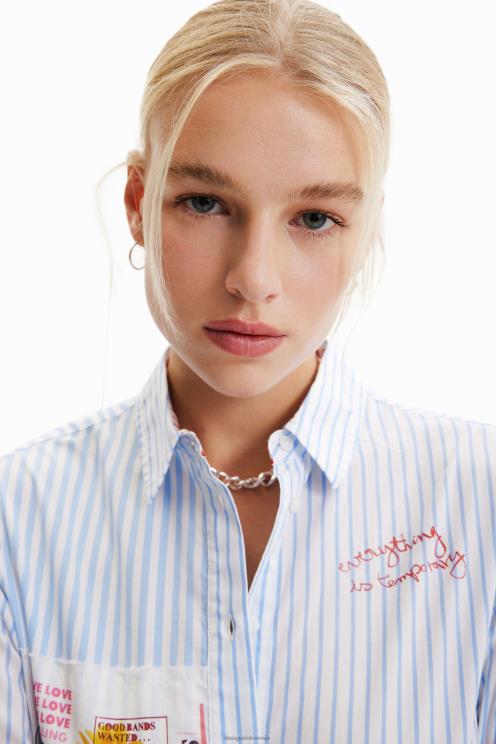 oblačila NFXLT163 ženske Desigual patchwork črtasta srajca