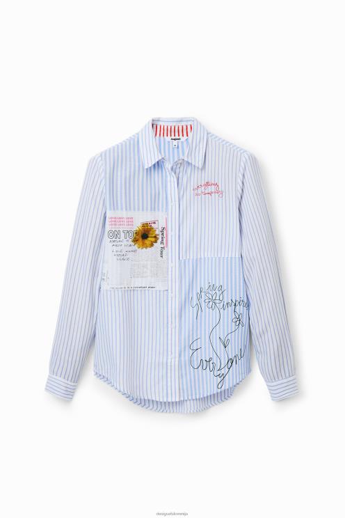 oblačila NFXLT163 ženske Desigual patchwork črtasta srajca