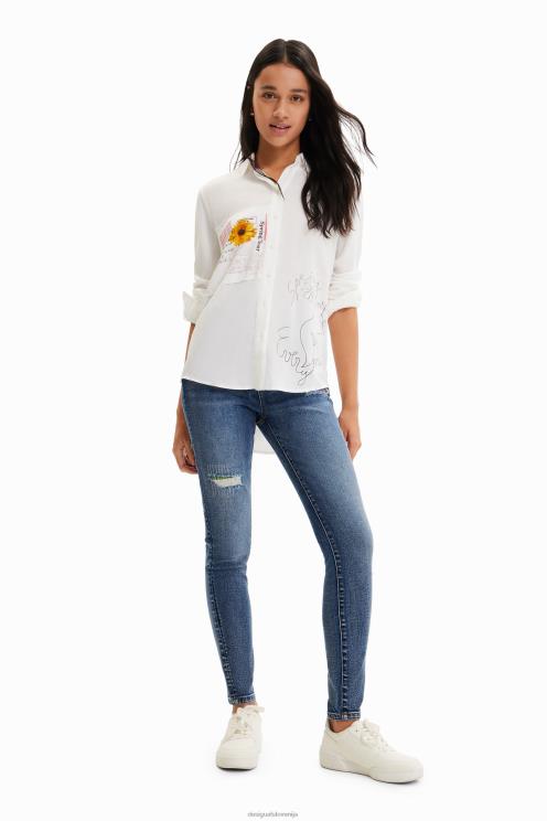 oblačila NFXLT164 ženske Desigual patchwork srajca s sporočilom