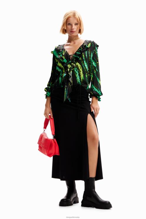 oblačila NFXLT166 ženske Desigual bluza z volančki na kravato