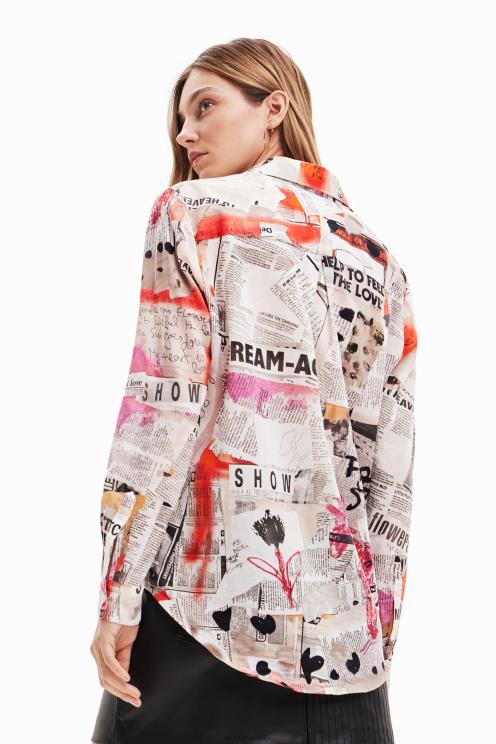 oblačila NFXLT23 ženske Desigual lepa časopisna majica