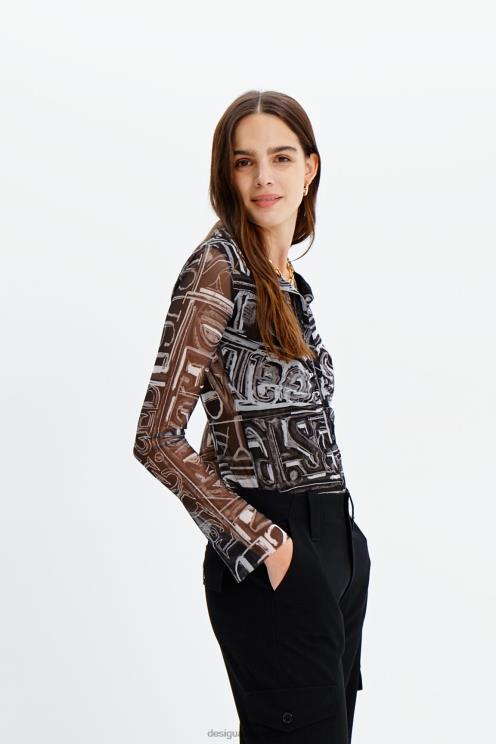 oblačila NFXLT347 ženske Desigual kratka ozka srajca iz tila