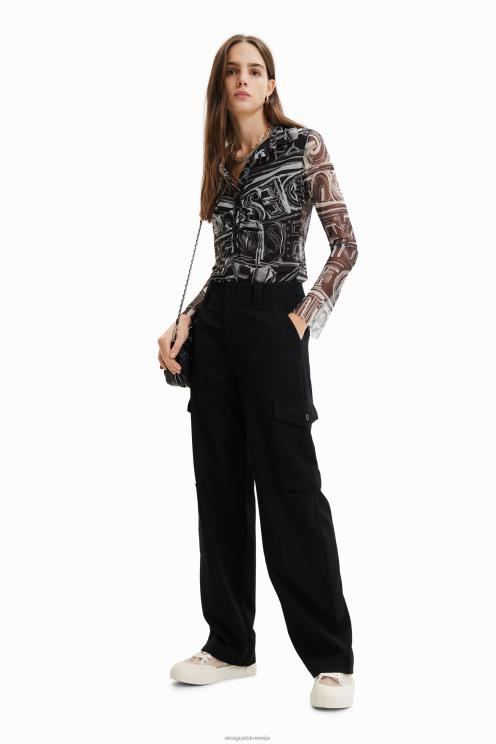 oblačila NFXLT347 ženske Desigual kratka ozka srajca iz tila