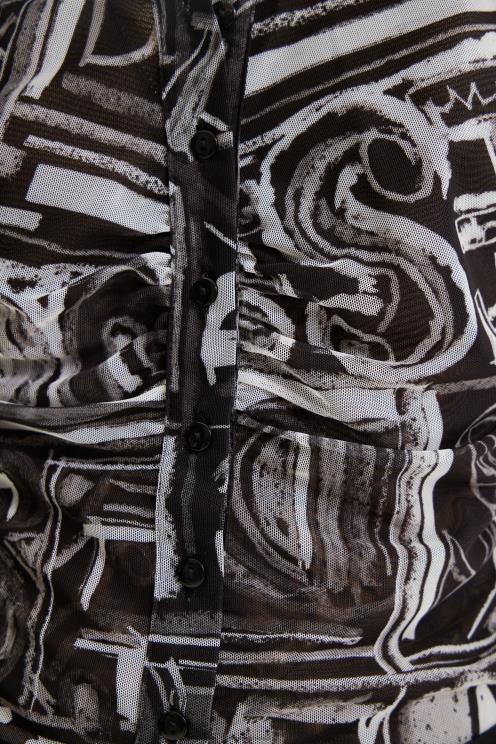 oblačila NFXLT347 ženske Desigual kratka ozka srajca iz tila