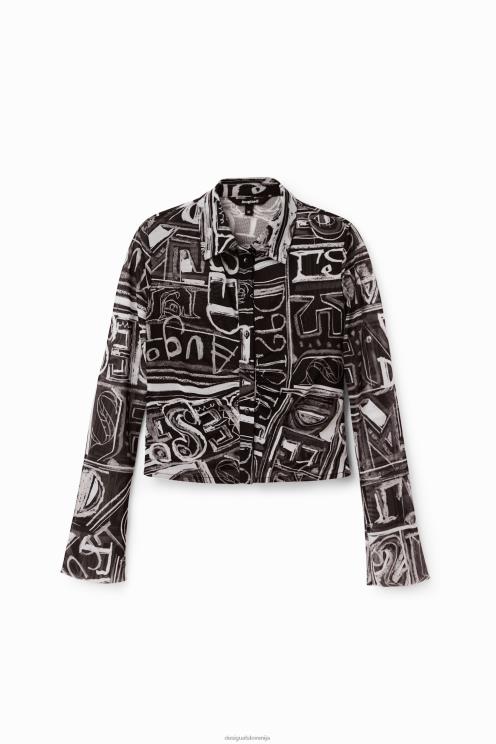 oblačila NFXLT347 ženske Desigual kratka ozka srajca iz tila