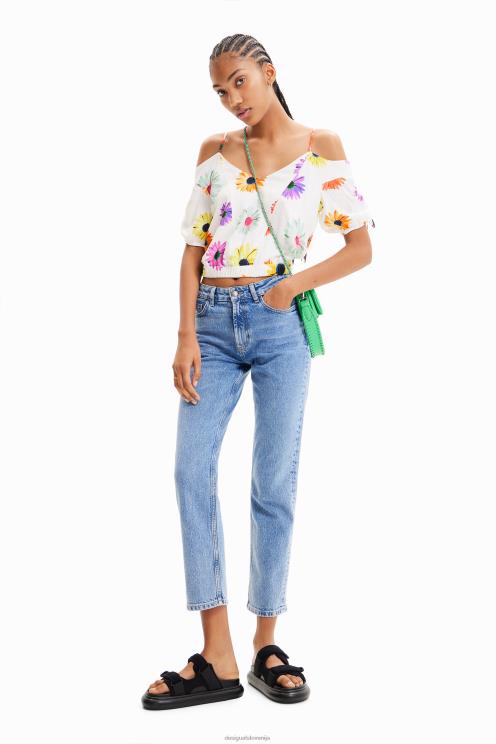 oblačila NFXLT400 ženske Desigual kratka nabrana cvetlična bluza