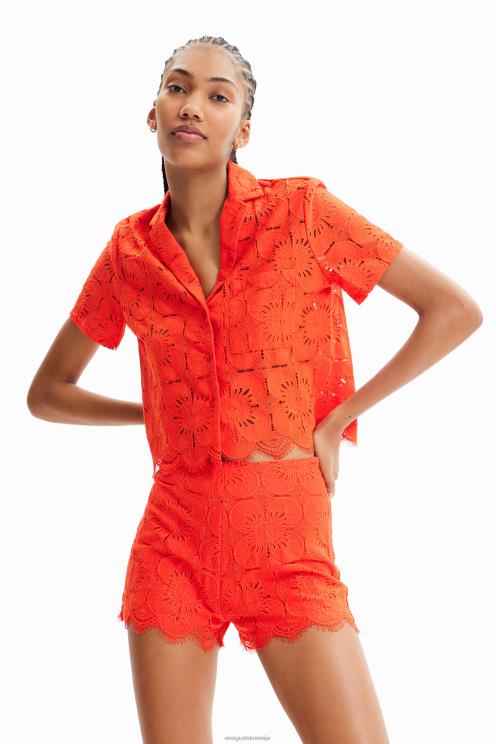 oblačila NFXLT454 ženske Desigual kratka čipkasta majica