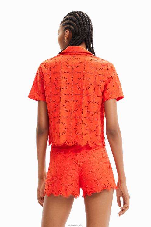 oblačila NFXLT454 ženske Desigual kratka čipkasta majica