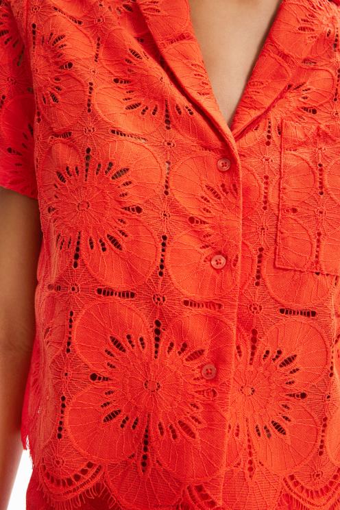 oblačila NFXLT454 ženske Desigual kratka čipkasta majica