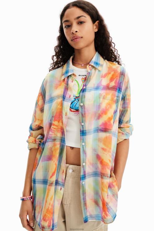 oblačila NFXLT455 ženske Desigual oversize tie-dye karirasta srajca