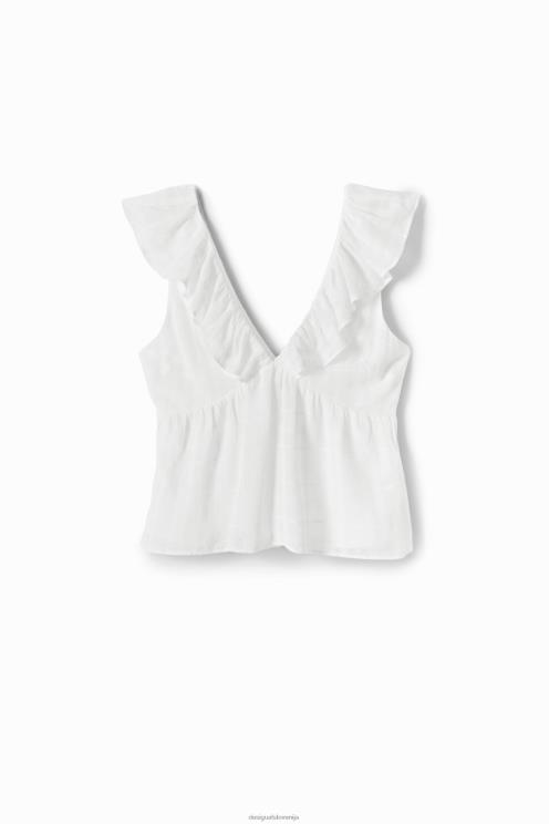 oblačila NFXLT474 ženske Desigual teksturirana bluza z volančki