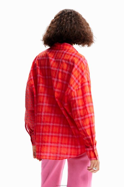 oblačila NFXLT506 ženske Desigual oversize patchwork karirasta srajca