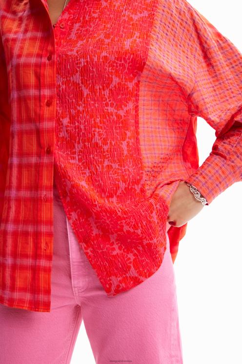 oblačila NFXLT506 ženske Desigual oversize patchwork karirasta srajca