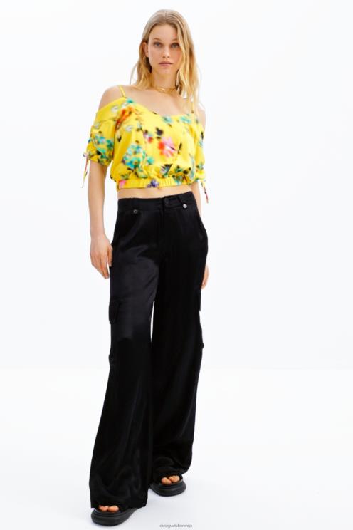 oblačila NFXLT516 ženske Desigual kratka nabrana cvetlična bluza