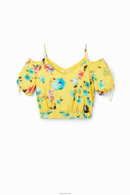 oblačila NFXLT516 ženske Desigual kratka nabrana cvetlična bluza