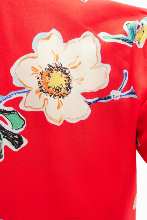 oblačila NFXLT542 ženske Desigual kratka nabrana cvetlična bluza