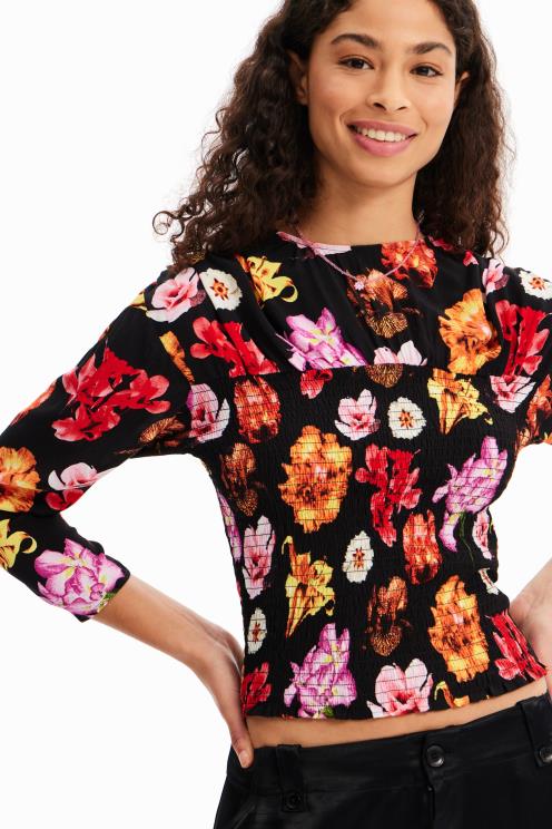 oblačila NFXLT615 ženske Desigual m. bluza s cvetličnimi naborki Christian lacroix