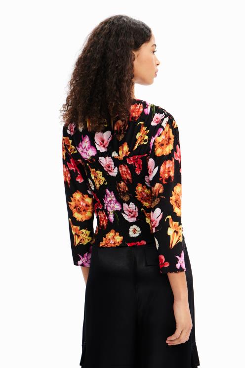 oblačila NFXLT615 ženske Desigual m. bluza s cvetličnimi naborki Christian lacroix