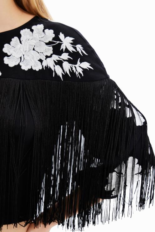 oblačila NFXLT627 ženske Desigual vezena bluza z resicami