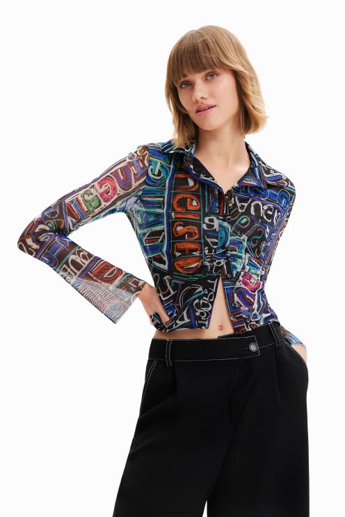 oblačila NFXLT649 ženske Desigual kratka ozka srajca iz tila