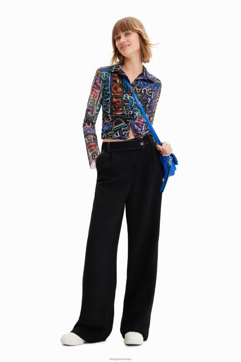 oblačila NFXLT649 ženske Desigual kratka ozka srajca iz tila