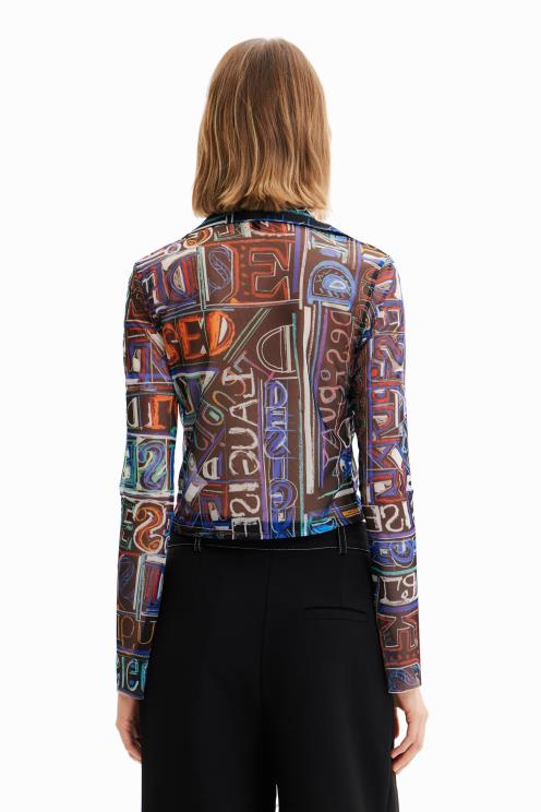 oblačila NFXLT649 ženske Desigual kratka ozka srajca iz tila