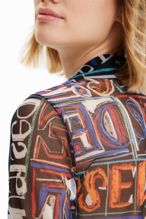 oblačila NFXLT649 ženske Desigual kratka ozka srajca iz tila