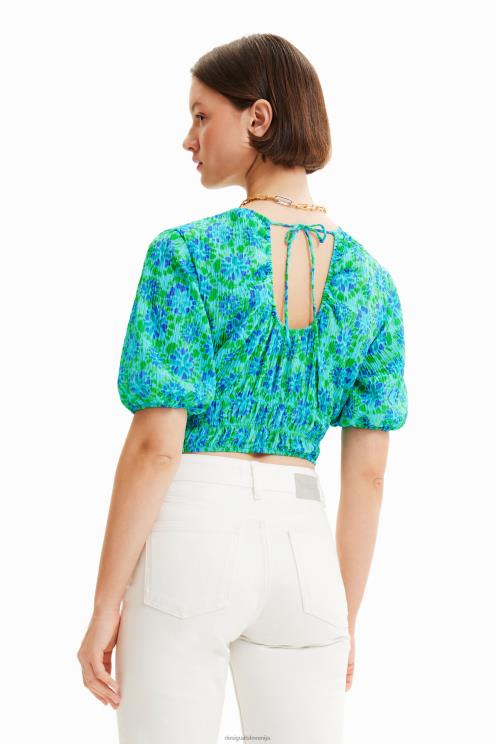 oblačila NFXLT692 ženske Desigual kratka tie-dye bluza s puf rokavi