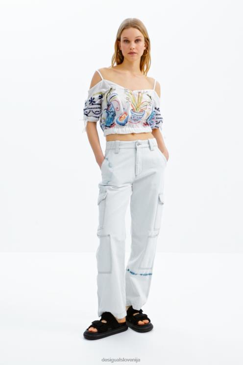 oblačila NFXLT870 ženske Desigual kratka nabrana ilustracijska bluza