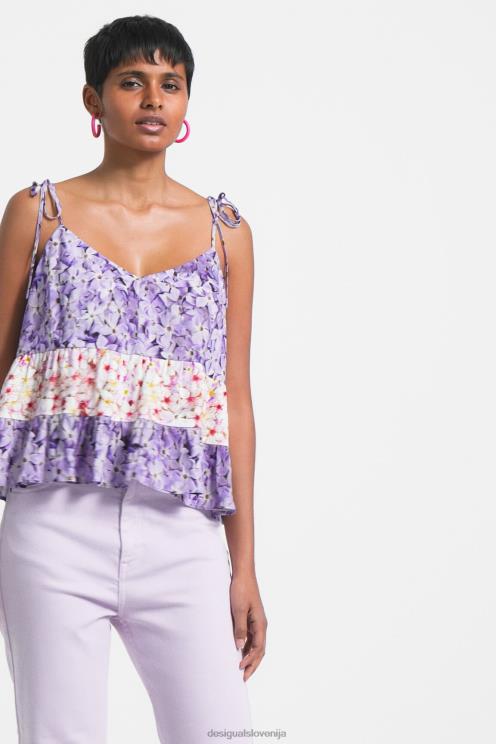 oblačila NFXLT769 ženske Desigual vrh s cvetličnimi naramnicami