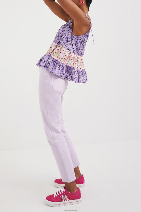 oblačila NFXLT769 ženske Desigual vrh s cvetličnimi naramnicami