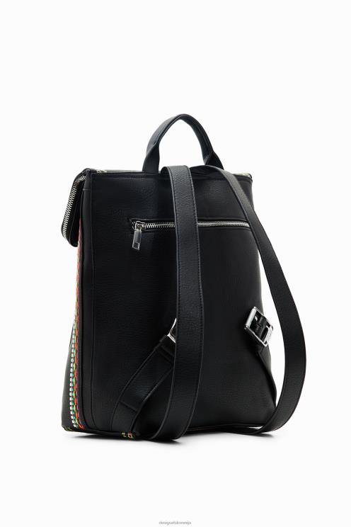 pripomoček NFXLT1183 ženske Desigual srednje velik nahrbtnik z vezenimi zavihki