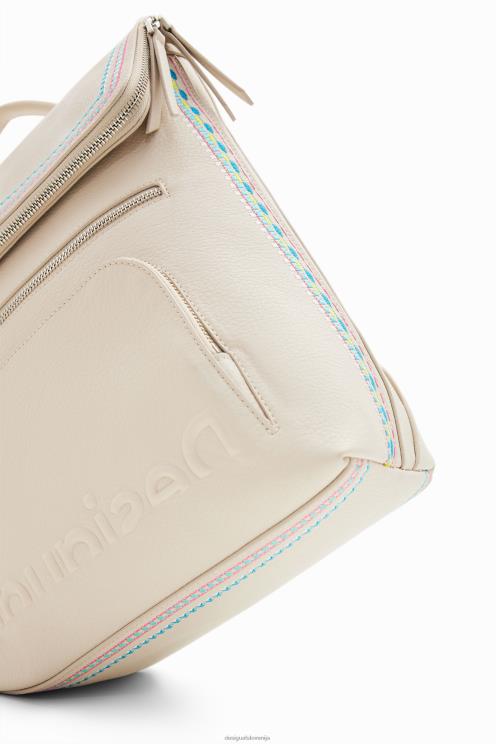 pripomoček NFXLT1357 ženske Desigual srednje velik nahrbtnik z vezenimi zavihki