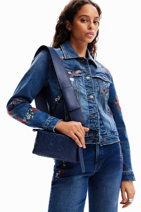 pripomoček NFXLT1283 ženske Desigual majhna torbica za čez ramo z geometrijskim reliefom