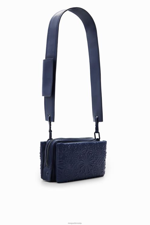 pripomoček NFXLT1283 ženske Desigual majhna torbica za čez ramo z geometrijskim reliefom