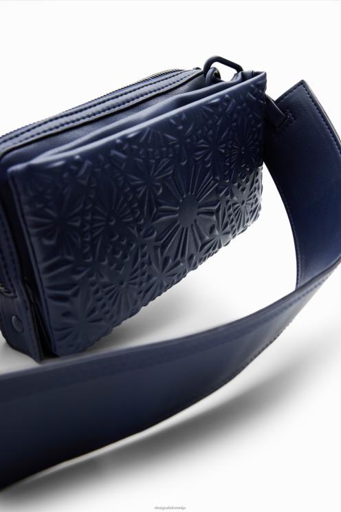 pripomoček NFXLT1283 ženske Desigual majhna torbica za čez ramo z geometrijskim reliefom