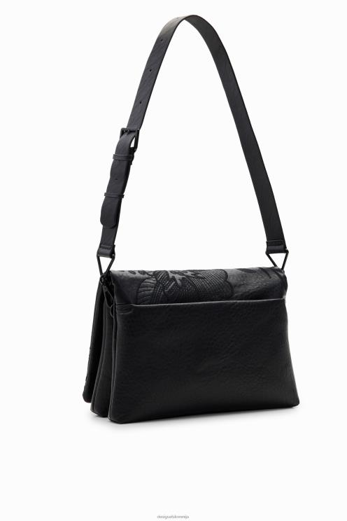 pripomoček NFXLT1304 ženske Desigual srednje velika torba za čez ramo s cvetličnim vezenjem