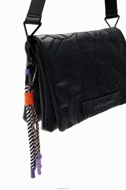 pripomoček NFXLT1304 ženske Desigual srednje velika torba za čez ramo s cvetličnim vezenjem