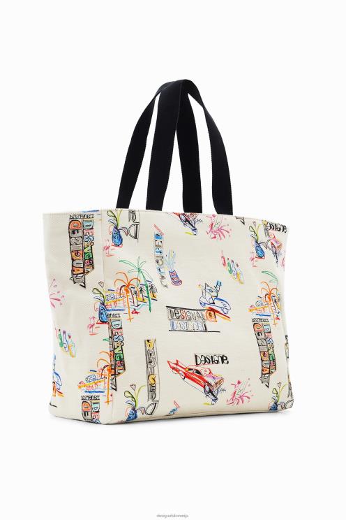 pripomoček NFXLT645 ženske Desigual velika torba z ilustracijo