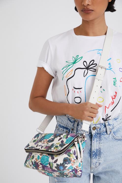 pripomoček NFXLT1387 ženske Desigual pletena torbica s cvetličnim motivom